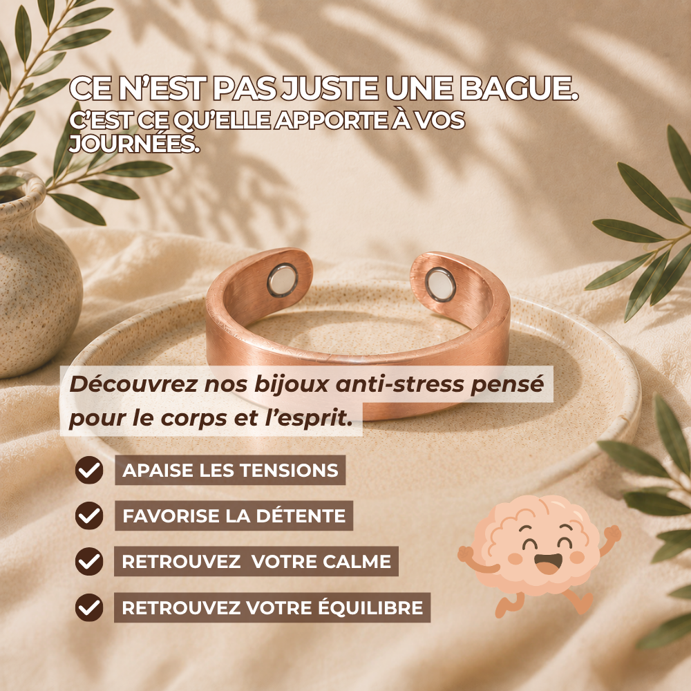 Bague en cuivre magnétique anti-stress ajustable
