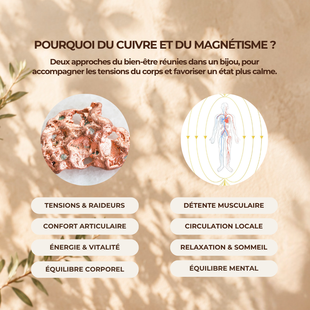 Bague en cuivre magnétique anti-stress ajustable